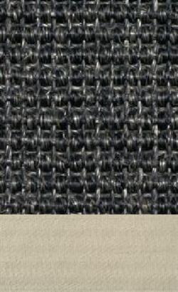 Sisal Salvador anthrazit 040 tæppe med kantbånd i elfenbein 003